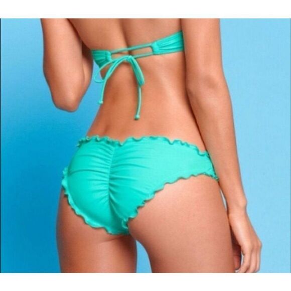 Women's Bikini Cheeky Ruffle Swim Bottoms Sexy Scrunch Back XS NWOT - Picture 1 of 5